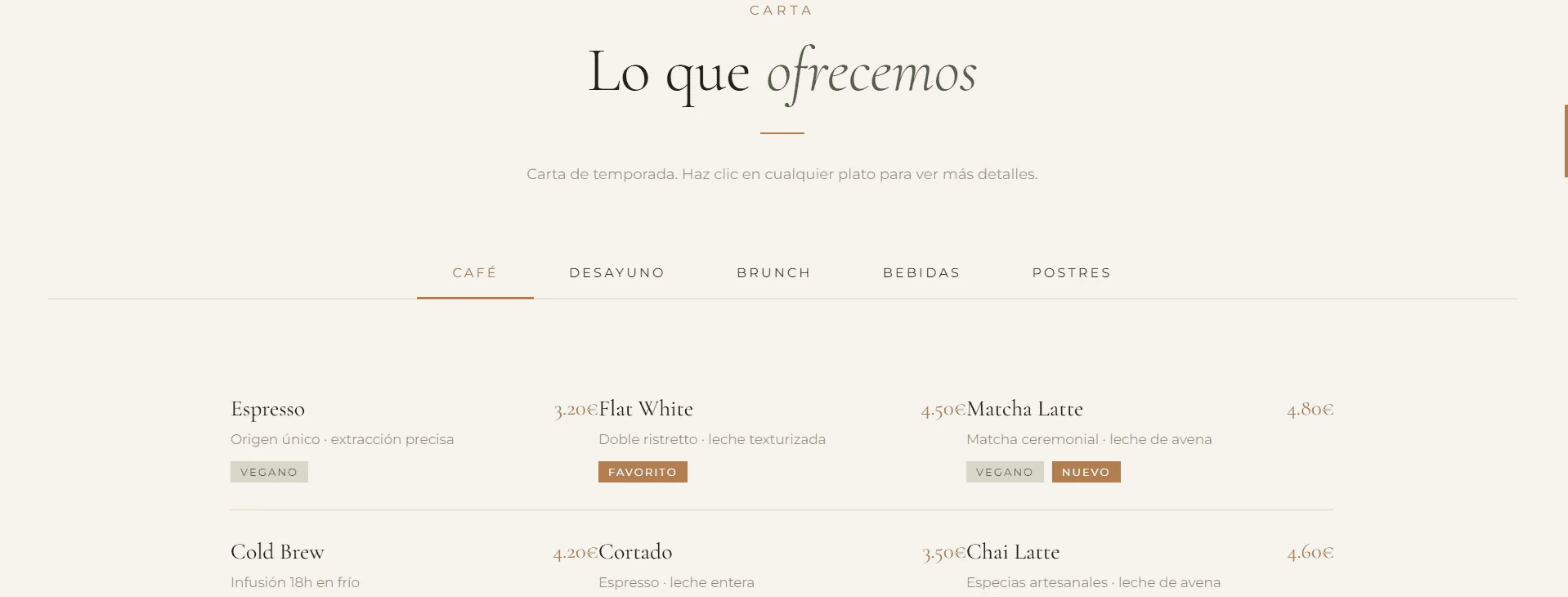 carta-cafe Cafeteria Plantilla Web