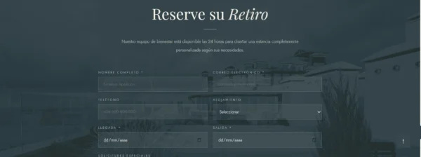 reservas-retiro Hotel Website Template-Solano