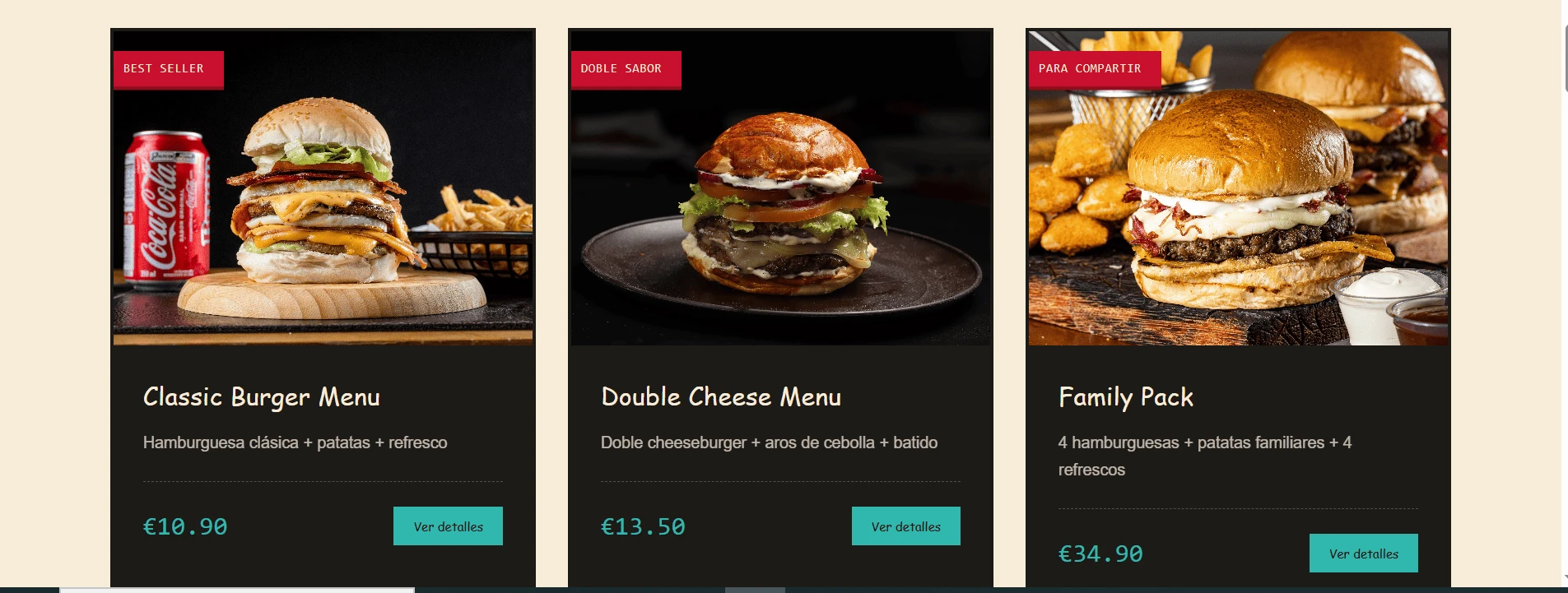 packs-destacados Diner Website Template