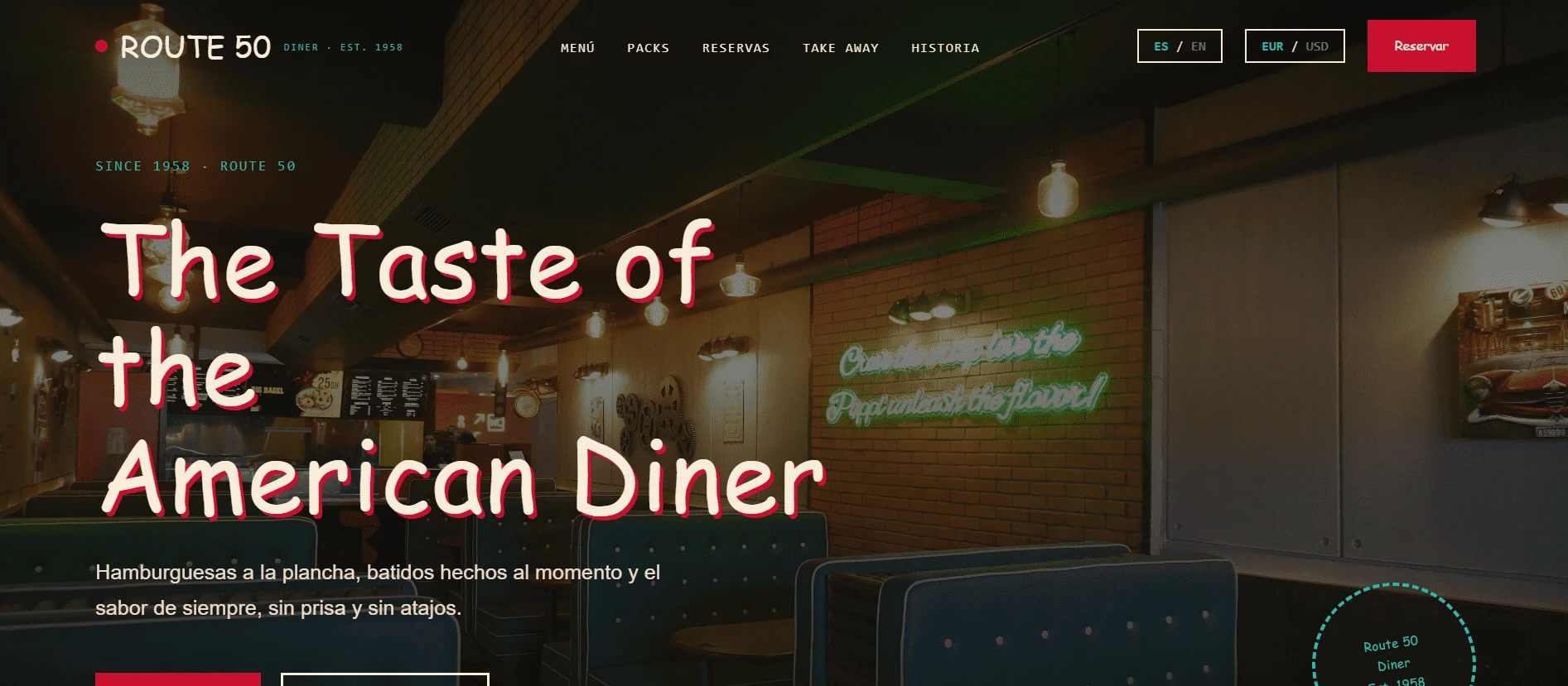 Diner Website Template Diner Website Template con diseño premium para restaurante americano, hamburguesería y cafetería retro, totalmente responsive y optimizada para reservas, menú online y servicio take away.